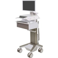 Chariot médical CareFit Ergotron - 1 Tiroir - Pousser/Tirer Poignée - 37,50 lb (17009,713875 g) Capacité - 4 Roulette - 5 po (127 mm) Taille de roulette - Blanc, Gris vif