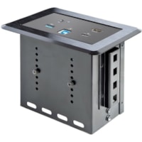 StarTech.com KITBZDOCK Boîtier de connectivité escamotable avec station d'accueil - 4K HDMI, Power Delivery USB-C ou USB-A - 120 V AC / 2 A, 230 V AC De table - Noir - Aluminium, Acier