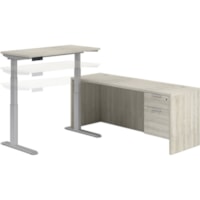 HDL Innovations Office Furniture Suite - 1" (25.40 mm) Top, 0.1" (2 mm) Edge, 24" (609.60 mm) x 48" (1219.20 mm)50" (1270 mm) Desk, 30" (762 mm) Credenza - Box, File Drawer(s) - Finish: Winter Wood