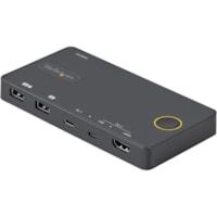 StarTech.com 2 Port Hybrid USB-A + HDMI & USB-C KVM Switch, Single 4K 60Hz HDMI 2.0 Monitor, Compact Desktop and/or Laptop HDMI KVM Switch - 2 Port Hybrid USB-A + HDMI and USB-C KVM Switch - 4K 60Hz on 1x HDMI 2.0 monitor - Switch between USB Type-C (DP Alt Mode) and USB-A + HDMI computers - OS Inde