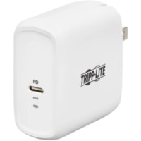 Tripp Lite by Eaton Compact USB-C Wall Charger - GaN Technology, 65W PD Charging, White - 65 W - 120 V AC, 230 V AC Input - 5 V DC, 9 V DC, 12 V DC, 15 V DC, 20 V DC Output - 3.25 A - White