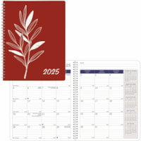 Blueline® DuraGlobe(tm) Monthly Planner Joyful 8-7/8" x 7-1/8" Bilingual Red - Monthly - 14 Month - December 2024 - January 2026 - 1 Month Double Page Layout - 7 1/8" (180.98 mm) x 8 7/8" (225.43 mm) Sheet Size - Twin Wire - Red - Bagasse Sugarcane Fiber - Bilingual, Built-in Calendar, Tear-o