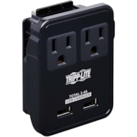 Prise de courant Safe-IT SK2UTRAVAM Tripp Lite by Eaton - 2 x NEMA 5-15R, 2 x USB receptacle - 120 V AC / 10 A, 230 V AC - Noir