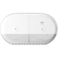 TORK SmartOne Twin Mini Toilet Paper Roll Dispenser White T9 - 2 x Roll - 8.70" (220.98 mm) Height x 15.67" (398.02 mm) Width x 6.14" (155.96 mm) Depth - Plastic - White - Hygienic - 1 Pack