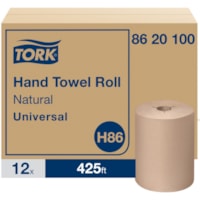 TORK - Serviette en papier - 1 Pli - diamètre du rouleau 6,20 po (157,48 mm) - 1,93 po (49,02 mm) Matériau - Natural - Papier, Fibre - 12 Rouleau