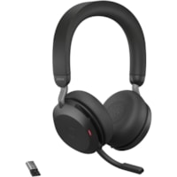 Jabra Evolve2 75 Wireless On-ear Stereo Headset - USB-A - Unified Communication - With Charging Stand - Black - Binaural - Ear-cup - 3000 cm - Bluetooth - 20 Hz to 20 kHz - MEMS Technology Microphone - Noise Cancelling - Stereo - USB Type A - Wireless - Bluetooth - 98.4 ft (30 m) - 20 Hz to 20 kHz -