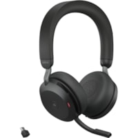 Jabra Evolve2 75 Wireless On-ear Stereo Headset - USB-C - For MS Teams - With Charging Stand - Black - Binaural - Ear-cup - 3000 cm - Bluetooth - 20 Hz to 20 kHz - MEMS Technology Microphone - Noise Cancelling - Stereo - USB Type C - Wireless - Bluetooth - 98.4 ft (30 m) - 20 Hz to 20 kHz - On-ear -