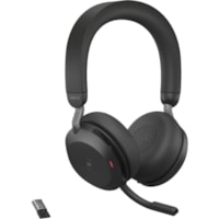 Jabra Evolve2 75 Wireless On-ear Stereo Headset - USB-A - For MS Teams - Black - Binaural - Ear-cup - 3000 cm - Bluetooth - 20 Hz to 20 kHz - MEMS Technology Microphone - Noise Cancelling - Stereo - USB Type A - Wireless - Bluetooth - 98.4 ft (30 m) - 20 Hz to 20 kHz - On-ear - Binaural - Ear-cup - 