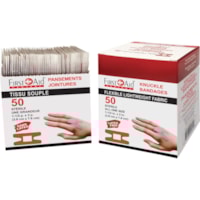 First Aid Central Fabric Knuckle Adhesive Bandages - 1.50" (38.10 mm) Width x 3" (76.20 mm) Length - Fabric - 50 / Pack