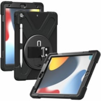 CODi Rugged Carrying Case for 10.2" (259.08 mm) Apple iPad (7th Generation), iPad (8th Generation), iPad (9th Generation) Tablet, Apple Pencil - Black - Drop Resistant, Shock Resistant, Bump Resistant, Shock Absorbing, Damage Resistant - Polycarbonate, Silicone Body - Shoulder Strap, Hand Strap - 13