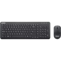 Lenovo 300 Wireless Combo Keyboard and Mouse - US English - USB Type A Wireless RF 2.40 GHz Keyboard - English (US) - Black - USB Type A Wireless RF Mouse - Optical - 1000 dpi - Scroll Wheel - Black - Symmetrical - AA, AAA - Compatible with PC - Retail