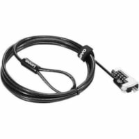 Lenovo MicroSaver Cable Lock - 5.9 ft (1.80 m) Cable - Resettable - 4-digit - Patented T-bar/Combination Lock - Black - For Monitor, Notebook, Desktop Computer, Docking Station