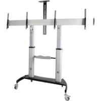 StarTech.com Dual TV Cart, 60in VESA TVs up to 50kg/110lb each, Height Adjustable Mobile Display Mount/Cart, Rolling TV Cart on Wheels - 2 Shelf - 242 lb (109769.35 g) Capacity - 4 Casters - Aluminum, Steel - 28" (711.20 mm) Length x 87.6" (2225.04 mm) Width x 93.6" (2377.44 mm) Height - For 2 Devic