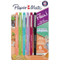 Marqueur d'art Flair Paper Mate - 0,7 mm (0,03 po) Moyenne Pointe de marqueur - Ink Couleurs de couverture assorties - Encre à base d'eau - Feutre Pointe - 6 / emballage