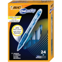 BIC Gel-ocity Original Retractable Gel Pen, Medium Point (0.7mm), Blue, Comfortable, Contoured Grip, 24-Count - 0.7 mm (0.03") Marker Point - Retractable - Blue Ink - 24 / Box