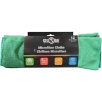 Globe 14 Inch X 14 Inch 240 Gsm Assorted Retail Microfiber Cloths - 14" (355.60 mm) Length x 14" (355.60 mm) Width - Soft, Non-abrasive, Non-scratching, Disinfectant, Disposable - Assorted - 12 Pack