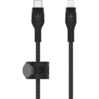 Belkin USB-C Cable with Lightning Connector - 6.6 ft Lightning/USB-C Data Transfer Cable for iPhone, iPad, iPod, iPad Pro, iPad Air, iPad mini - First End: 1 x USB Type C - Male - Second End: 1 x Lightning - Male - MFI - Black