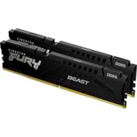 Kingston FURY Beast 32GB (2 x 16GB) DDR5 SDRAM Memory Kit - For Motherboard, Desktop PC - 32 GB (2 x 16GB) - DDR5-5600/PC5-44800 DDR5 SDRAM - 5600 MHz Single-rank Memory - CL40 - 1.25 V - On-die ECC - 288-pin - DIMM - Lifetime Warranty