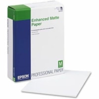 Ppaier mat Jet d'encre - Blanc Epson - 103 Luminosité - 94% Opacité - format format lettre - 8 1/2 po (215,90 mm) x 11 po (279,40 mm) - 192 g/m² Grammage - Mate - Blanc - 250 Feuille