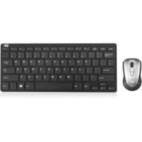 Adesso Air Mouse Mobile With Compact Keyboard - USB Scissors Wireless 2.40 GHz Keyboard - 78 Key - English (US) - USB Wireless Mouse - Play/Pause, Stop, Next Track, Previous Track, Volume Down, Mute Hot Key(s) - Symmetrical - Compatible with Desktop Computer, Notebook for PC