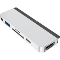 Hyper 6-in-1 USB-C Hub - Memory Card Reader - SD, microSD - 60 W - 4K - 3840 x 2160 - 1 x USB Type-A Ports - USB Type-A - 1 x USB Type-C Ports - USB Type-C - HDMI - Thunderbolt - Wired - iPadOS, Windows, ChromeOS, macOS