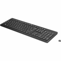 HP 230 Wireless Keyboard - Wireless Connectivity - RF - 32.81 ft (10000.49 mm) - 2.40 GHz - USB Type A Interface - PC, Mac - Plunger Keyswitch - AAA Battery Size Supported