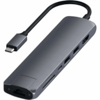 Station d'accueil Slim ST-UCSMA3K USB Type C - Capacité de chargement - Lecteur de carte mémoire - microSD, SD - Noir - Portable Satechi - Capacité de chargement - Lecteur de carte mémoire - microSD, SD - USB Type C - 4K @ 60Hz - 3840 x 2160 - 3 x Ports USB - 2 xUSB 3.0 -