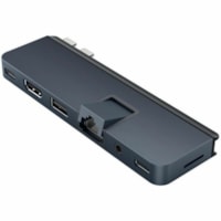 HyperDrive DUO PRO 7-in-2 USB-C Hub - for Notebook/Desktop PC - Memory Card Reader - microSD - 100 W - USB Type C - 4K - 3840 x 2160 - USB Type-A - USB Type-C - Network (RJ-45) - HDMI - Speakers - Space Gray - Thunderbolt - Wired - Gigabit Ethernet - macOS, Windows, ChromeOS