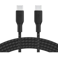 Belkin BoostCharge USB-C to USB-C Cable 100W - (2 meter / 6.6 foot, Black) - 6.6 ft USB-C Data Transfer Cable for MacBook, Chromebook, Notebook, iPad, MacBook Pro, PC - First End: 1 x USB 2.0 Type C - Second End: 1 x USB 2.0 Type C - 480 Mbit/s - Black