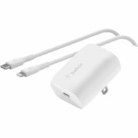 Belkin BoostCharge USB-C Wall Charger 20W + USB-C Cable with Lightning Connector - Power Adapter - 20 W - White