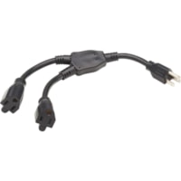 Tripp Lite by Eaton P024-001-2 Power Extension Cord - For Computer, Monitor, HDTV, Printer, Server, UPS, PDU - 125 V AC / 15 A - Black - 1 ft (0.30 m) Cord Length - NEMA 5-15P / NEMA 5-15R - North America