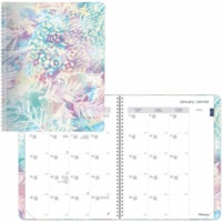 Blueline® Tropical Monthly Planner 11" x 8-1/2" Bilingual Floral - 14 Month - December 2024 - January 2026 - 1 Day, 1 Month Double Page Layout - Twin Wire - 11" (279.40 mm) Height x 8.5" (215.90 mm) Width - Telephone Section, Address Section, Bilingual, Note Page - 1 Each