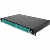 AddOn 19-inch Rack Mount 1U Patch Panel with 48 LC Duplex, Multi-Mode OM4 - 48 Port(s) - 48 x Duplex - 1U High - Optical Fiber - Black - 19" Wide - Rack-mountable