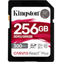 Kingston Canvas React Plus SDR2 256 GB Class 10/UHS-II (U3) V90 SDXC - 300 MB/s Read - 260 MB/s Write - Lifetime Warranty