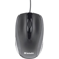 Verbatim Corded Optical Mouse - Black - Optical - Cable - Black - Scroll Wheel - 1 Each