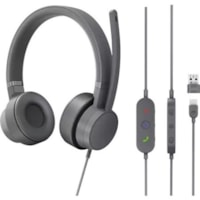 Lenovo Go Wired ANC Headset - Stereo - USB 2.0 Type C - Wired - 32 Ohm - 20 Hz to 20 kHz - Over-the-head - Binaural - Ear-cup - 6.6 ft Cable - Noise Canceling - Storm Gray