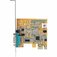 StarTech.com 1-Port PCI Express Serial Card, PCIe to RS232 (DB9) Serial Interface Card, 16C1050 UART, COM Retention, Low Profile, Win & Linux - Connect a serial RS232 (DB9) device using this PC Serial Card. Supports 16C1050 UART. LED lights to monitor activity on the PCI express DB9 card - The UART 