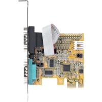 StarTech.com 2-Port PCI Express Serial Card, Dual Port PCIe to RS232 (DB9) Serial Card, 16C1050 UART, COM Retention, Windows & Linux - Connect serial RS232 (DB9) devices, using this PC Serial Card. Supports 16C1050 UART. LED lights to monitor activity on the PCI express DB9 card - The UART PCIe card