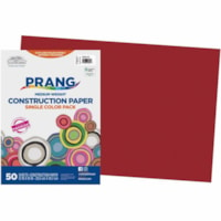 Papier de bricolage Prang - Construction, Projet scolaire, Project Art, Projet artisanal, Artisanat en papier - format 12 po (304,80 mm) x 18 po (457,20 mm) - 78 g/m² Grammage - Rouge - Pâte mécanique - 25 / Carton