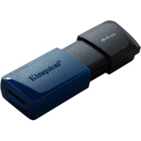 Clé USB DataTraveler Exodia M DTXM 64 Go USB 3.2 (Gen 1) Type A - Noir, Bleu Kingston - 64 Go - USB 3.2 (Gen 1) Type A - Noir, Bleu - 5 Année Garantie - 1 emballage