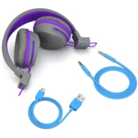 Casque JBuddies Studio Câblé / Sans fil Supra-auriculaire Stéréo - Graphite, Pourpre JLab - Stéréo - Mini-phone (3.5mm), Micro USB - Câblé / Sans fil - Bluetooth - 20 Hz à 20 kHz - Supra-auriculaire - Binaural - Oreillette - 3.3 pi Câb