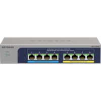 Netgear 8-port Ultra60 PoE++ Multi-Gigabit (2.5G) Ethernet Plus Switch - 8 Ports - 2.5 Gigabit Ethernet - 2.5GBase-T - 3 Layer Supported - 270.50 W Power Consumption - 230 W PoE Budget - Twisted Pair - PoE Ports - Wall Mountable, Desktop - Lifetime Limited Warranty