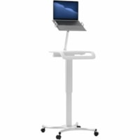 CTA Digital Height-Adjustable Rolling Workstation Cart with Laptop Holder - 4 Casters - Steel