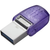 Kingston DataTraveler microDuo 3C USB Flash Drive - 256 GB - USB 3.2 (Gen 1) Type C, USB 3.2 (Gen 1) Type A - 200 MB/s Read Speed - Purple - 5 Year Warranty