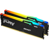 Kingston Module de RAM FURY Beast 16Go (2 x 8Go) DDR5 SDRAM - Pour Ordinateur de bureau, Carte mère - 16 Go (2 x 8 Go) - DDR5-4800/PC5-38400 DDR5 SDRAM - 4800 MHz Un seul rang Mémoire - CL38 - 1.10 V - Non-ECC - Non tamponnisé - 288 broches - DIMM - À vie Garantie