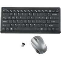 Verbatim Silent Wireless Compact Keyboard and Mouse - Wireless RF 2.40 GHz Keyboard - Wireless RF Mouse - Blue LED - 1600 dpi - Compatible with PC, Mac - 1