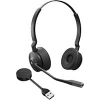 Casque Engage 55 Sans fil Supra-auriculaire Stéréo - Noir Jabra - Stéréo - USB Type A - Sans fil - DECT - 492,1 pi (150 m) - 40 Hz à 16 kHz - Supra-auriculaire - Binaural - Ouverte - Élimination du bruit, Uni directionnel, Technologie MEMS Microphone - Noir