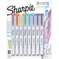 Sharpie S-Note Duo Dual-Tip Markers - Chisel, Bullet Marker Point - Assorted Ink - 8 / Pack