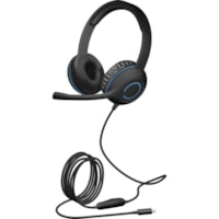 Casque Filaire Sur tête Stéréo Cyber Acoustics - Stéréo - USB Type C - Filaire - 32 Ohm - 20 Hz à 20 kHz - Sur tête - Binaural - Oreillette - 6 pi (1,83 m) Câble - Élimination du bruit, Uni directionnel Microphone