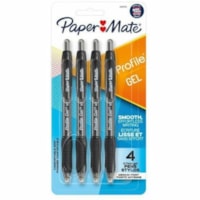 Stylo gel Profile Paper Mate - 0,7 mm (0,03 po) Moyenne Pointe de stylo - Rétractable - Ink Noir - A base de gel - 4 / emballage